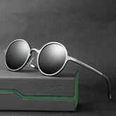 Vintage Style Aluminum Magnesium Sunglasses Full Round Frame For Men